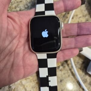 Apple Watch Series 9 with Checkered Band, Charger, And Original Band